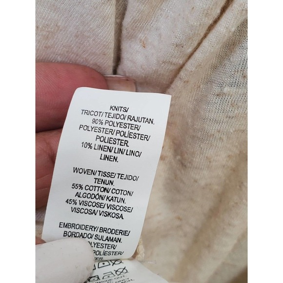 Lucky Brand Women Cream Polyester Round Neck Long Sleeve Pullover Blouse Size M - Picture 9 of 11